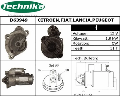Démarreur Technika D63949