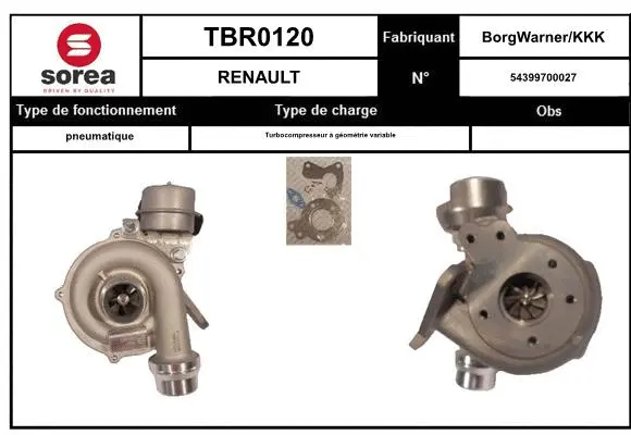 Turbocompresseur, suralimentation EAI TBR0120
