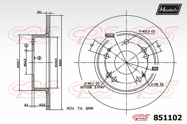 Disque de frein MAXTECH 851102
