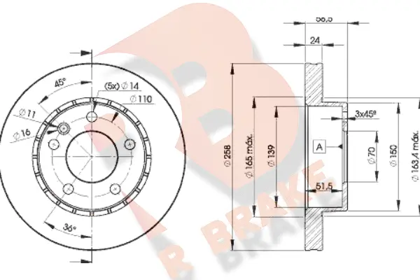 Disque de frein R BRAKE 78RBD29039