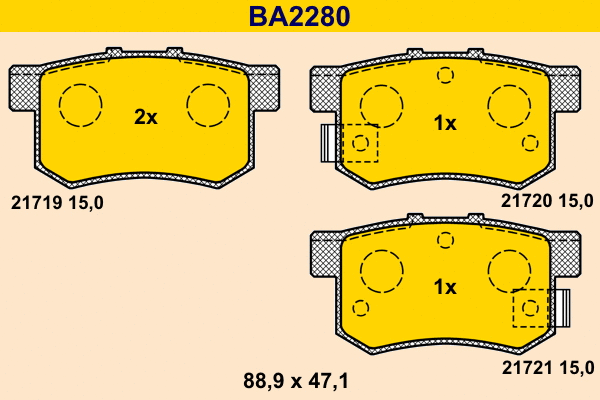 Kit de plaquettes de frein, frein à disque BARUM BA2280
