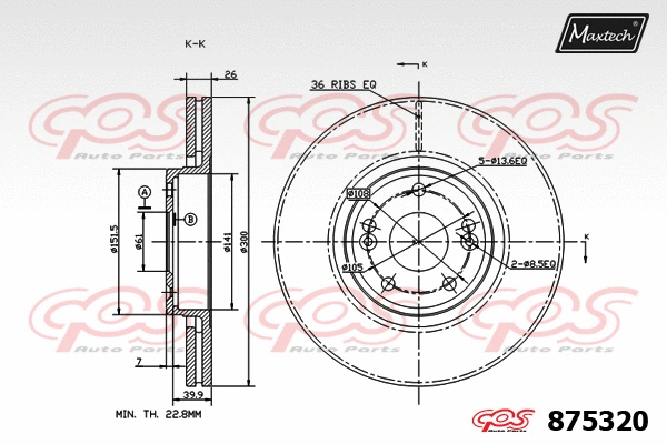 Disque de frein MAXTECH 875320