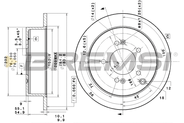 Disque de frein BREMSI CD7493S
