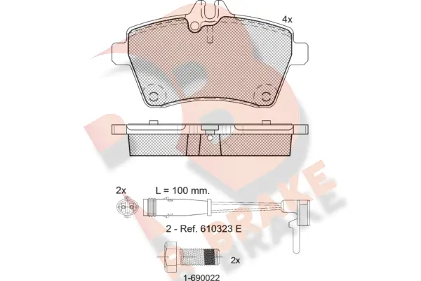 Kit de plaquettes de frein, frein à disque R BRAKE RB1678-700