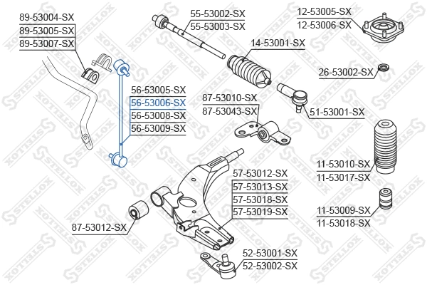 Entretoise/tige, stabilisateur STELLOX 56-53006-SX