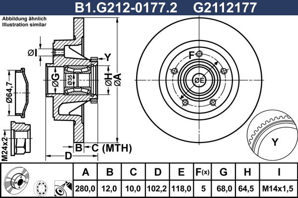 Disque de frein GALFER B1.G212-0177.2