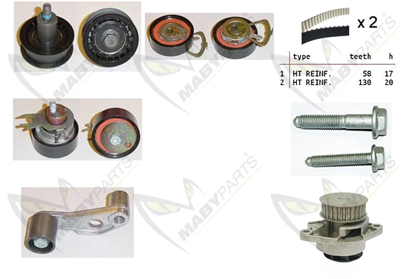 Pompe à eau + kit de courroie crantée MABYPARTS OBKWP0079