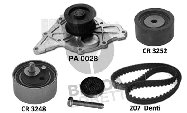 Pompe à eau + kit de courroie crantée BREDA LORETT KPA0771A