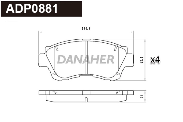 Kit de plaquettes de frein, frein à disque DANAHER ADP0881