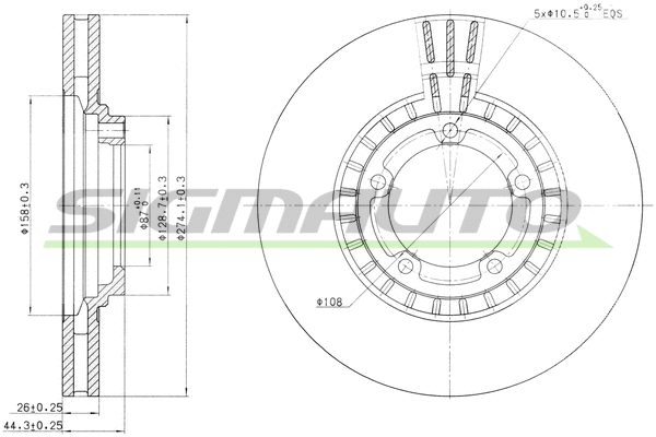Disque de frein SIGMAUTO DBB658V