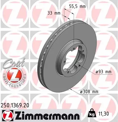 Disque de frein ZIMMERMANN 250.1369.20