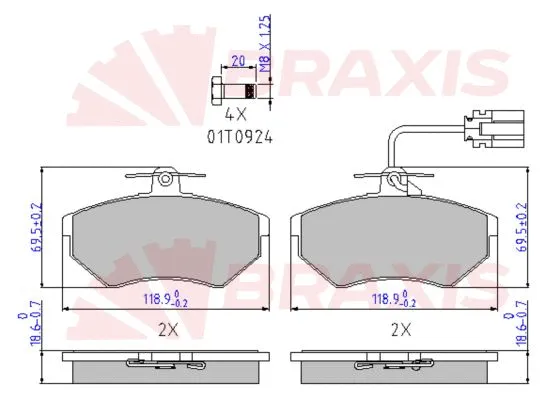 Kit de plaquettes de frein, frein à disque BRAXIS AA0653