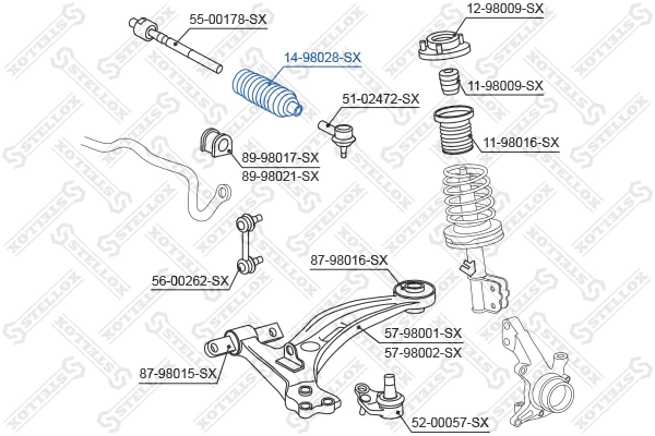 Joint-soufflet, direction STELLOX 14-98028-SX