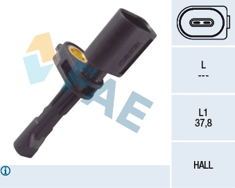 Capteur, vitesse de roue FAE 78106