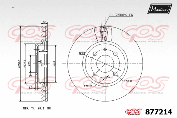 Disque de frein MAXTECH 877214