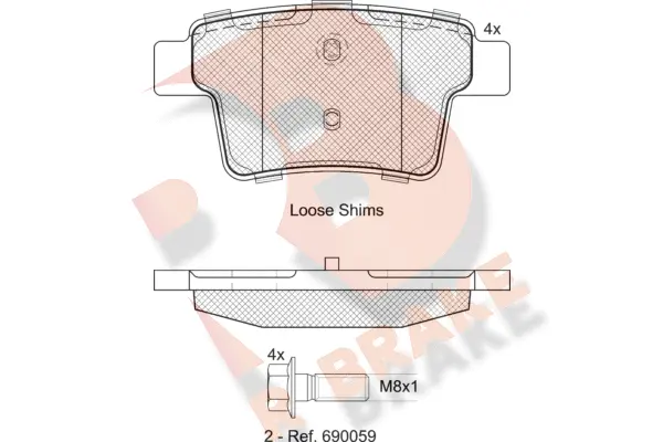Kit de plaquettes de frein, frein à disque R BRAKE RB1722-701