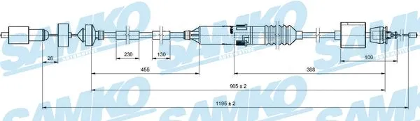 Tirette à câble, commande d'embrayage SAMKO C0200C