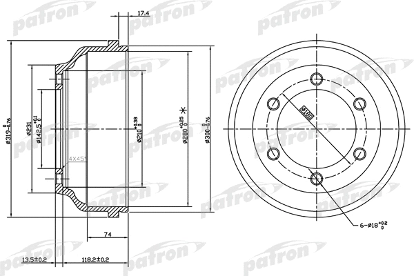 Tambour de frein PATRON PDR1068