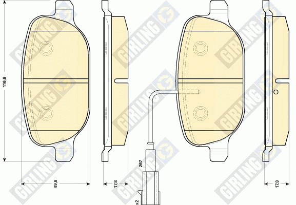 Kit de plaquettes de frein, frein à disque GIRLING 6118511