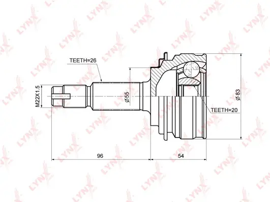 Jeu de joints, arbre de transmission LYNXAUTO CO-3684