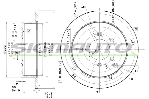 Disque de frein SIGMAUTO DBB493S
