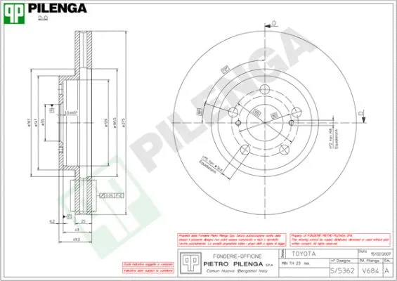 Disque de frein PILENGA V684