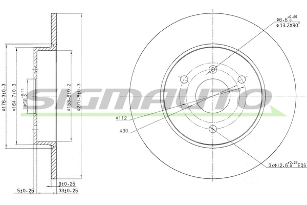 Disque de frein SIGMAUTO DBB111S