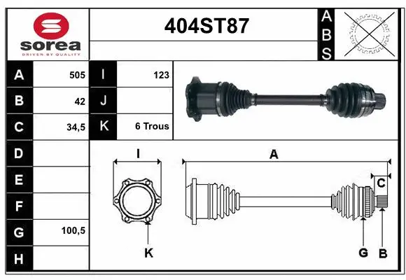 Arbre de transmission STARTCAR 404ST87