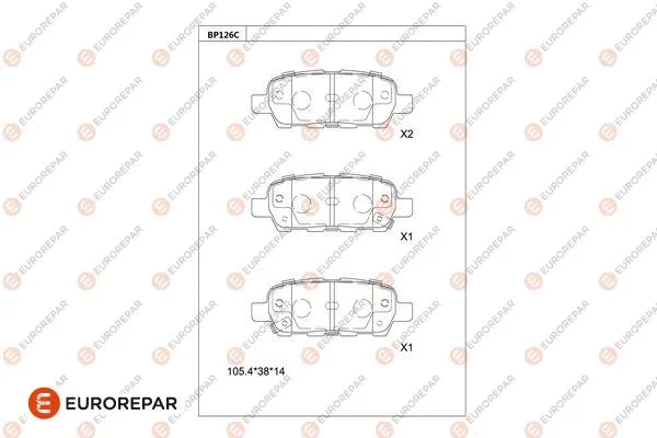 Kit de plaquettes de frein, frein à disque EUROREPAR 1681210380