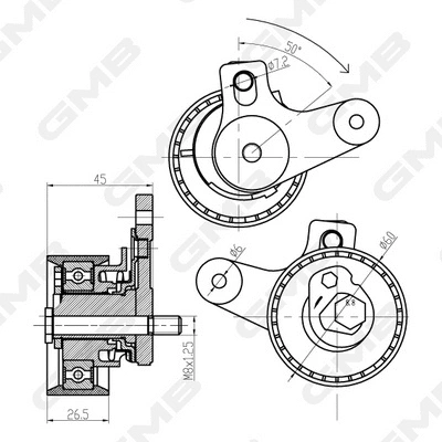 Poulie de tension, courroie crantée GMB GTB1110