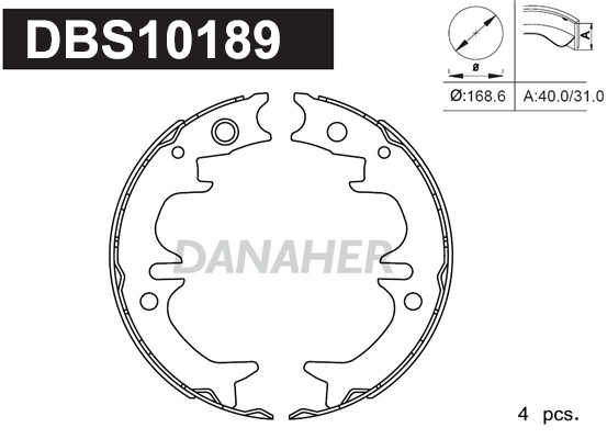 Jeu de mâchoires de frein, frein de stationnement DANAHER DBS10189
