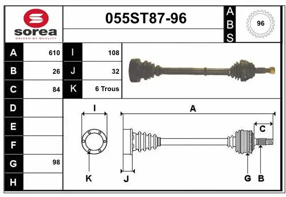 Arbre de transmission STARTCAR 055ST87-96
