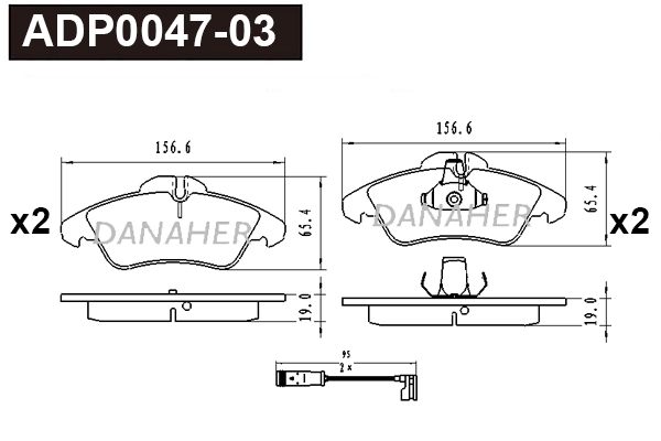 Kit de plaquettes de frein, frein à disque DANAHER ADP0047-03