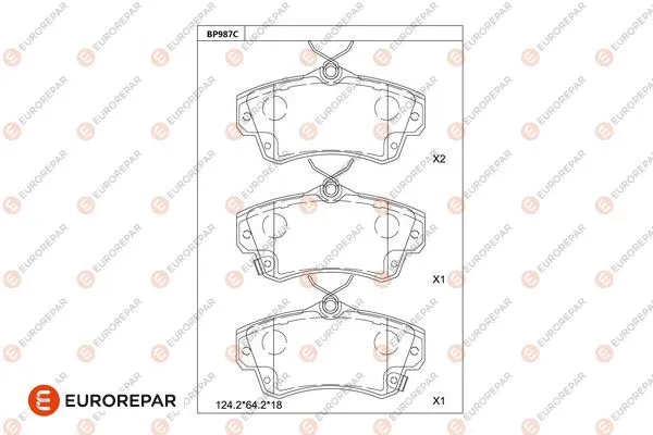 Kit de plaquettes de frein, frein à disque EUROREPAR 1681273080