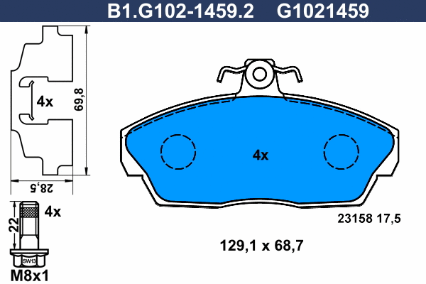 Kit de plaquettes de frein, frein à disque GALFER B1.G102-1459.2