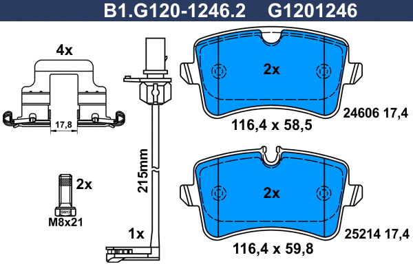 Kit de plaquettes de frein, frein à disque GALFER B1.G120-1246.2
