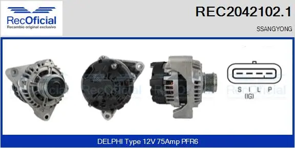 Alternateur RECOFICIAL REC2042102.1