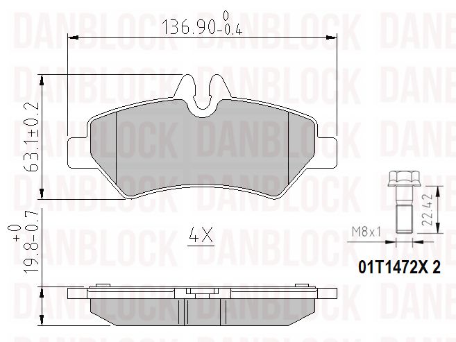 Kit de plaquettes de frein, frein à disque DANBLOCK DB 510518