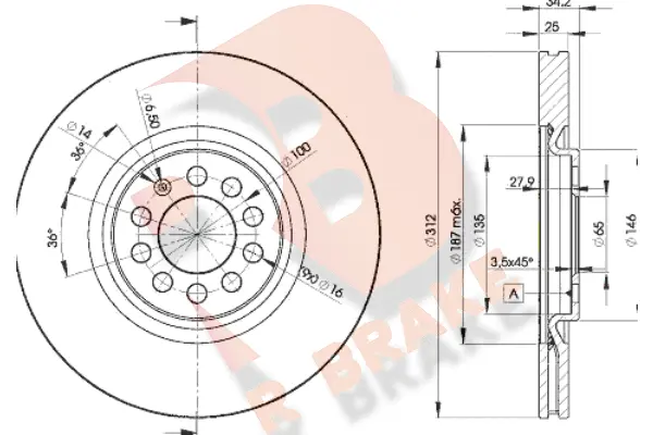 Disque de frein R BRAKE 78RBD25620