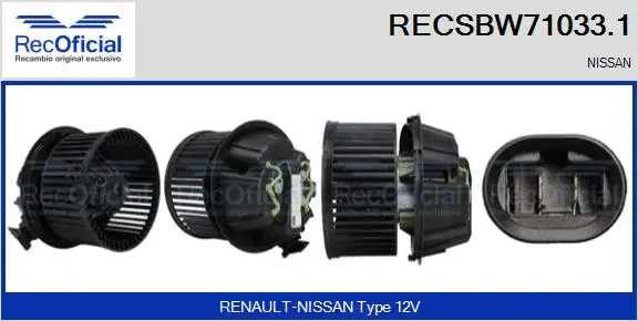 Pulseur d'air habitacle RECOFICIAL RECSBW71033.1