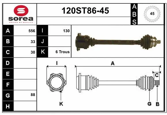 Arbre de transmission STARTCAR 120ST86-45