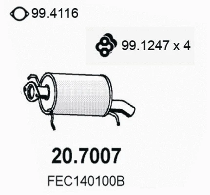 Silencieux arrière ASSO 20.7007