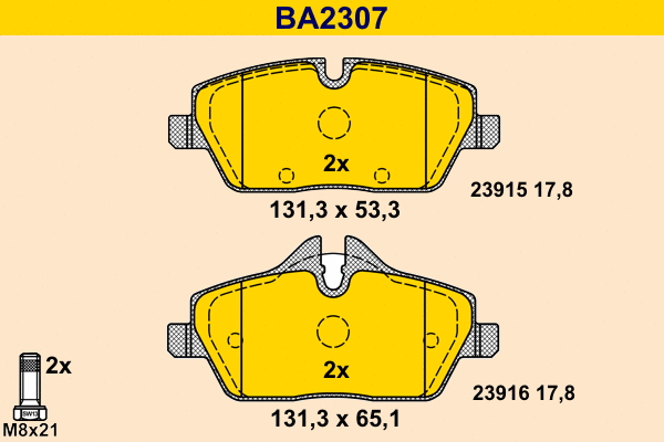 Kit de plaquettes de frein, frein à disque BARUM BA2307