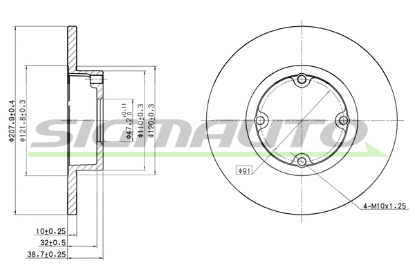 Disque de frein SIGMAUTO DBA753S