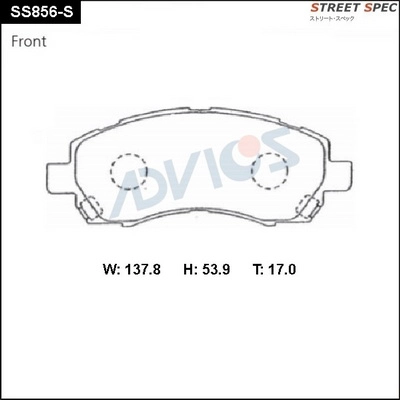 Kit de plaquettes de frein, frein à disque ADVICS SS856-S