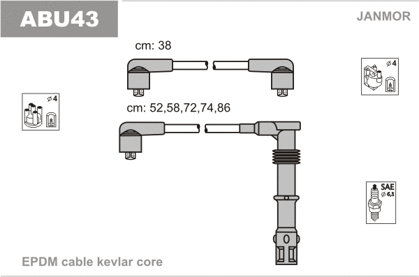 Kit de câbles d'allumage JANMOR ABU43