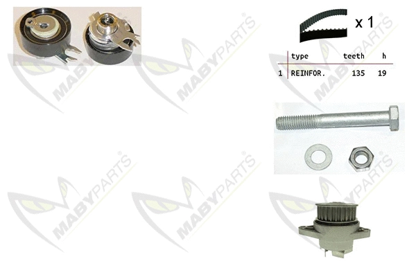 Pompe à eau + kit de courroie crantée MABYPARTS OBKWP0143