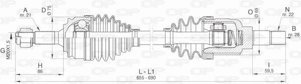 Arbre de transmission OPEN PARTS DRS6462.00