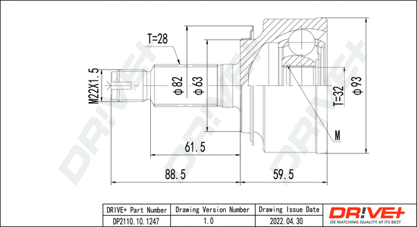 Jeu de joints, arbre de transmission Dr!ve+ DP2110.10.1247