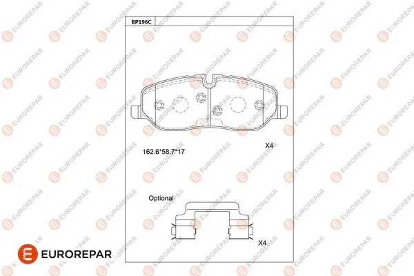 Kit de plaquettes de frein, frein à disque EUROREPAR 1681254780